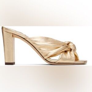 Jimmy Choo Avenue 85 Gold Metallic Slide-on Sandals 👡 Size IT 38 US 8 Excellent